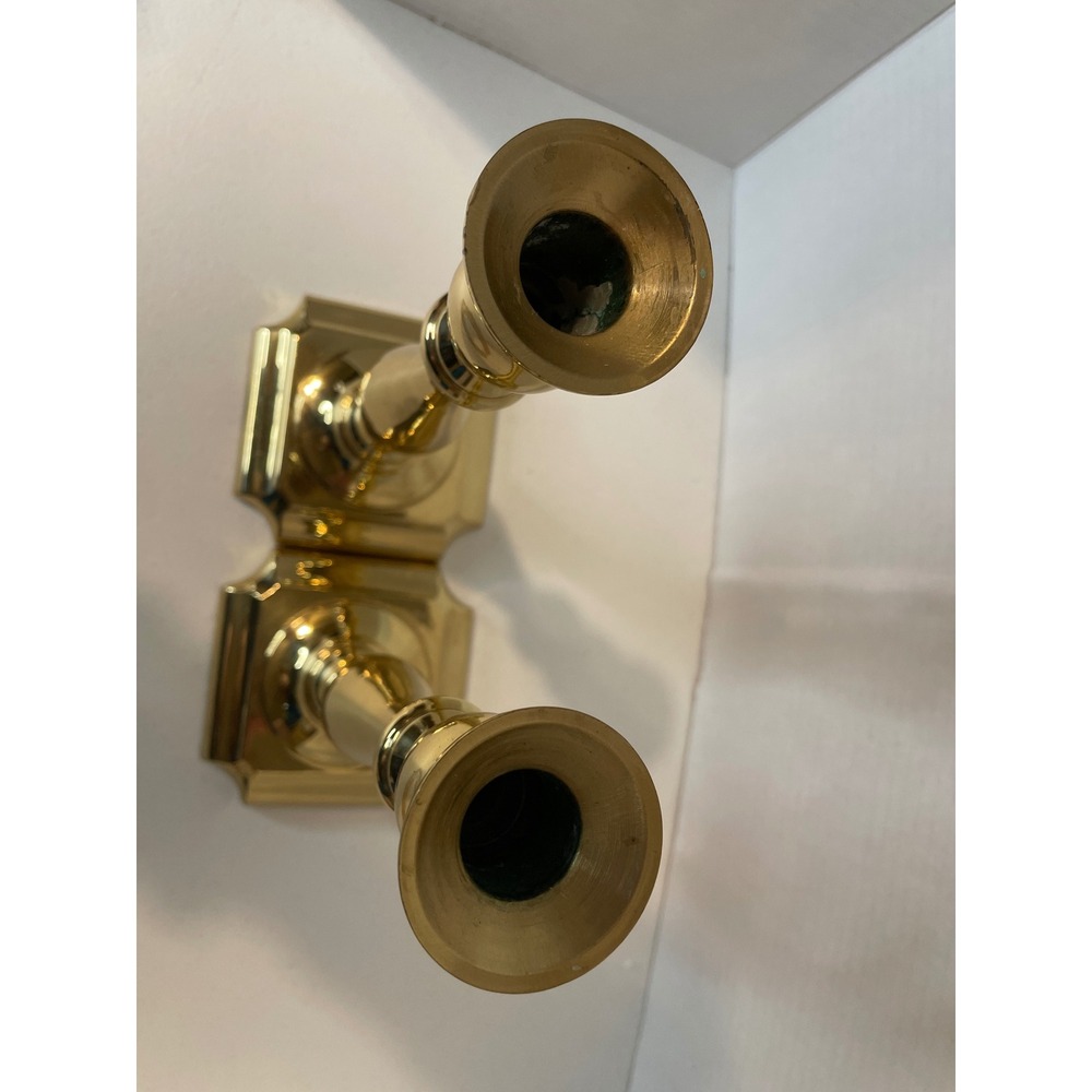 Vintage Valsan Brass Candlesticks Made in Portugal Polished Gold Baluster 9.25" - Picture 5 of 7